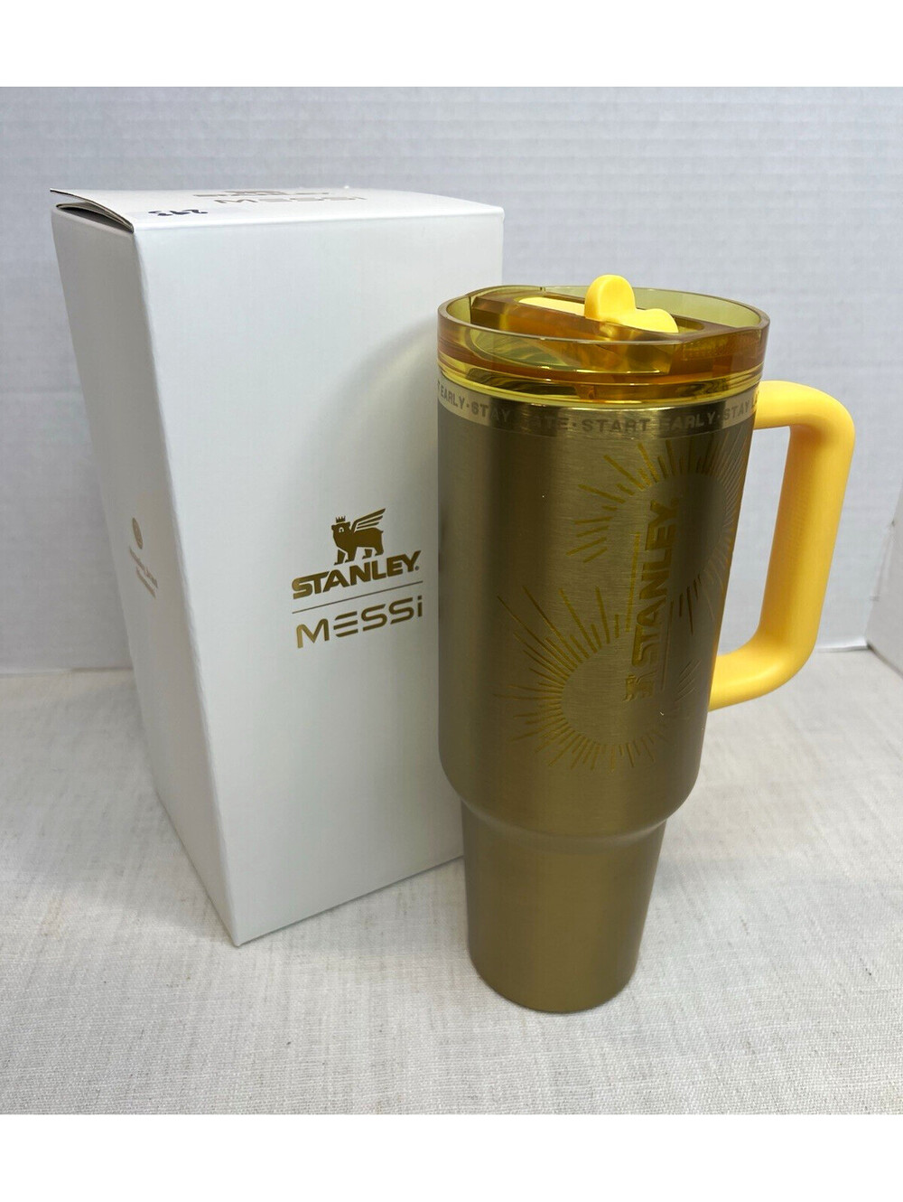 Stanley x Messi 40 oz Insulated Tumbler w/ Handle Lid Straw | Gold/Yellow